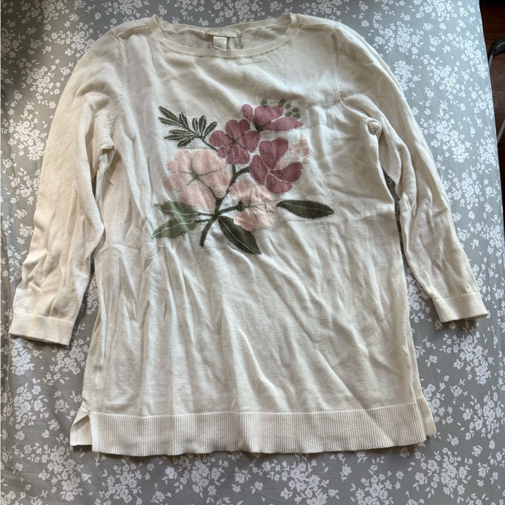 LOFT Cream Knit Top